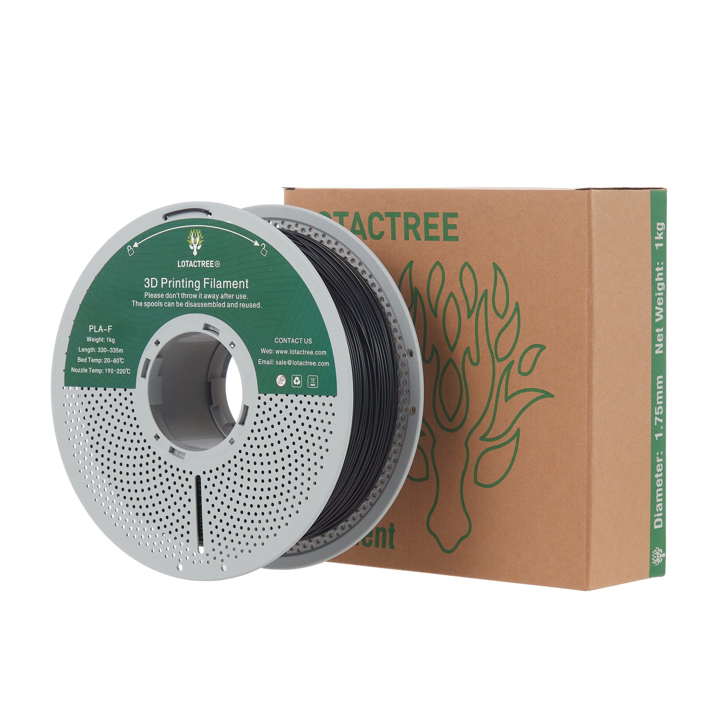 PLA-F 3D Filament Black Lotactree