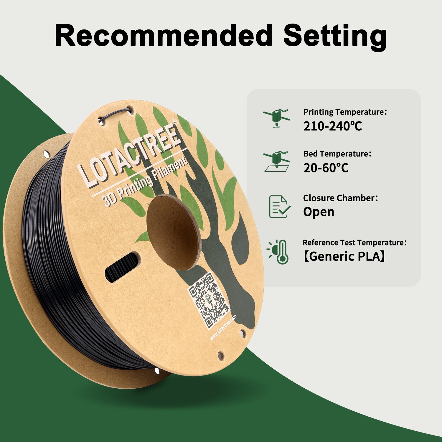Black PLA Force Filament 1.75mm, Toughened PLA-F 3D Printer Filament