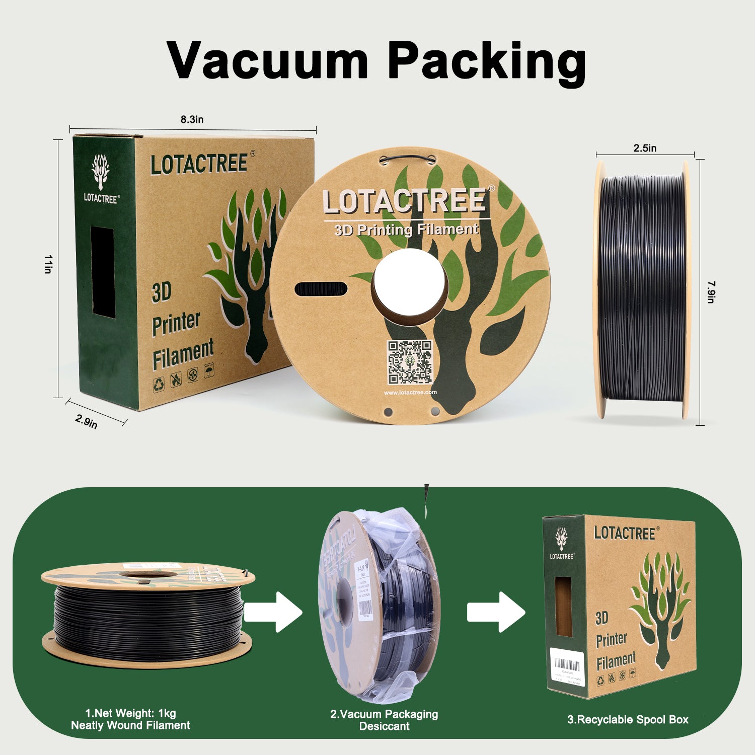 Black PLA Force Filament 1.75mm, Toughened PLA-F 3D Printer Filament
