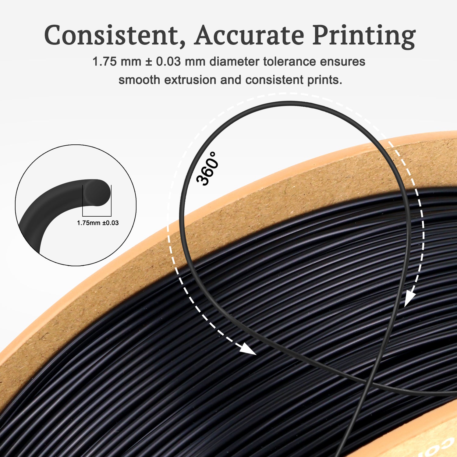 Black TPU Filament 1.75mm, TPU 95A Rubber-Like 3D Printer Filament, Flexible Filament Accuracy +/-0.03mm