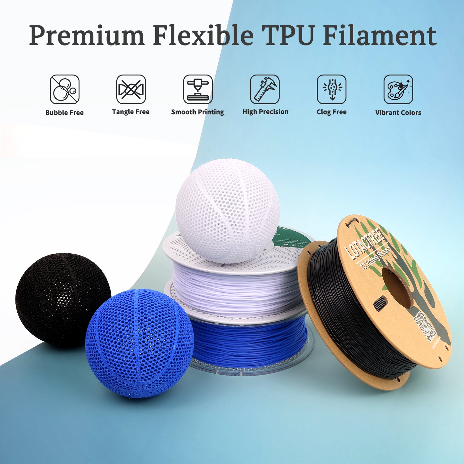 Black TPU Filament 1.75mm, TPU 95A Rubber-Like 3D Printer Filament, Flexible Filament Accuracy +/-0.03mm