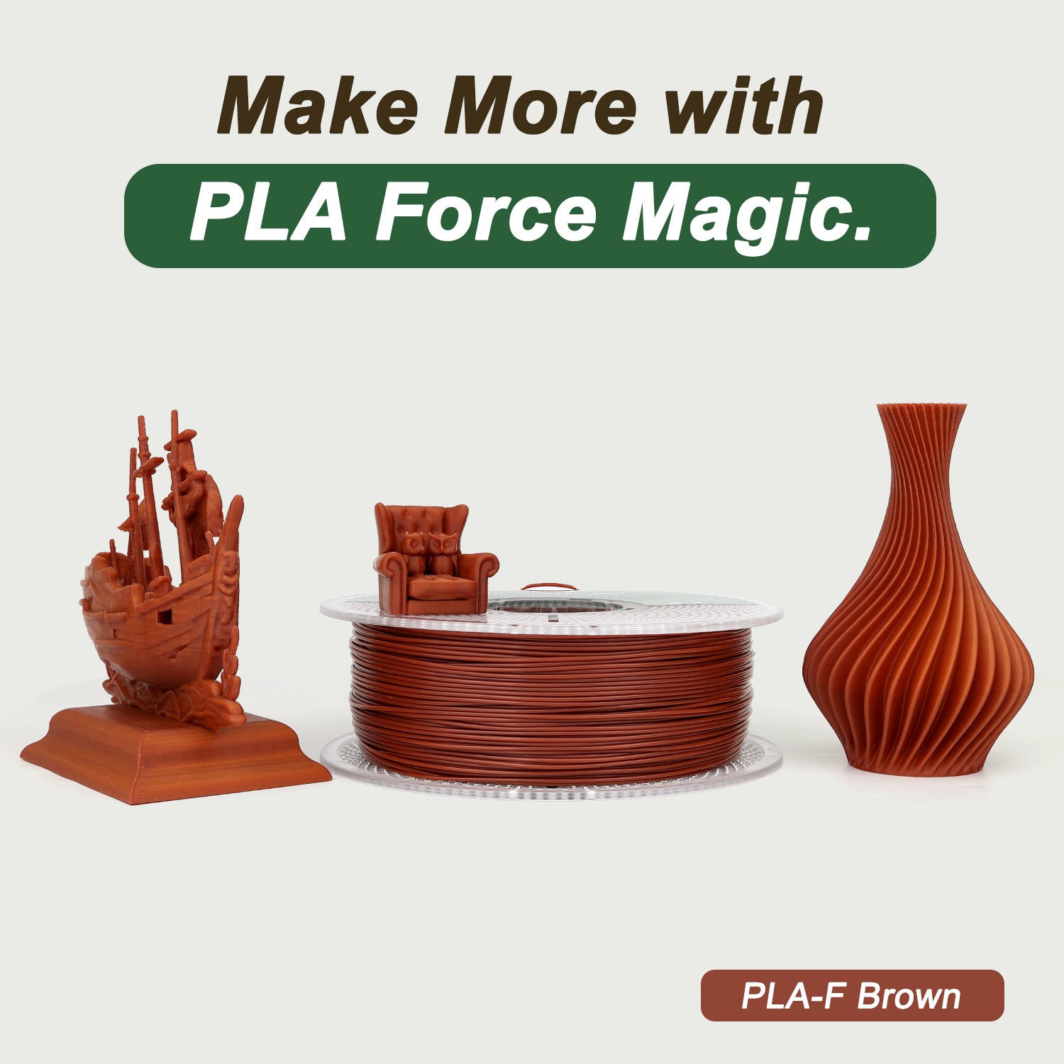 Brown PLA Force Filament, PLA 3D Printer Filament 1.75mm, Neatly Wound PLA Filament 1KG(2.2LBS)