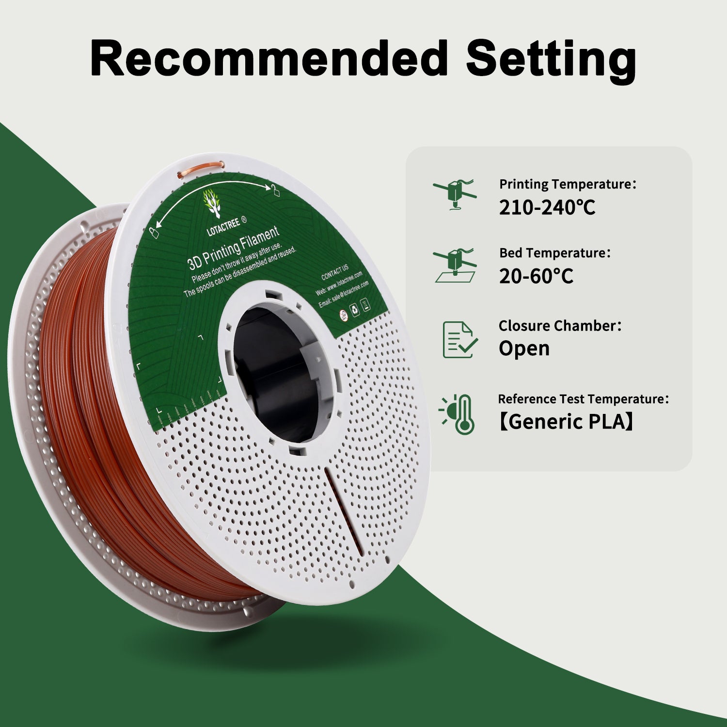 Brown PLA Force Filament, PLA 3D Printer Filament 1.75mm, Neatly Wound PLA Filament 1KG(2.2LBS)