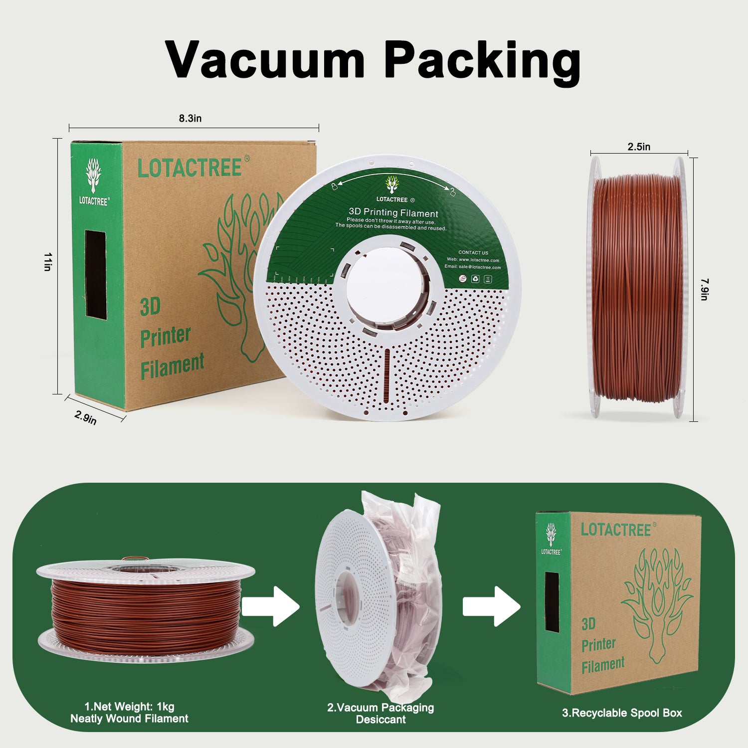 Brown PLA Force Filament, PLA 3D Printer Filament 1.75mm, Neatly Wound PLA Filament 1KG(2.2LBS)