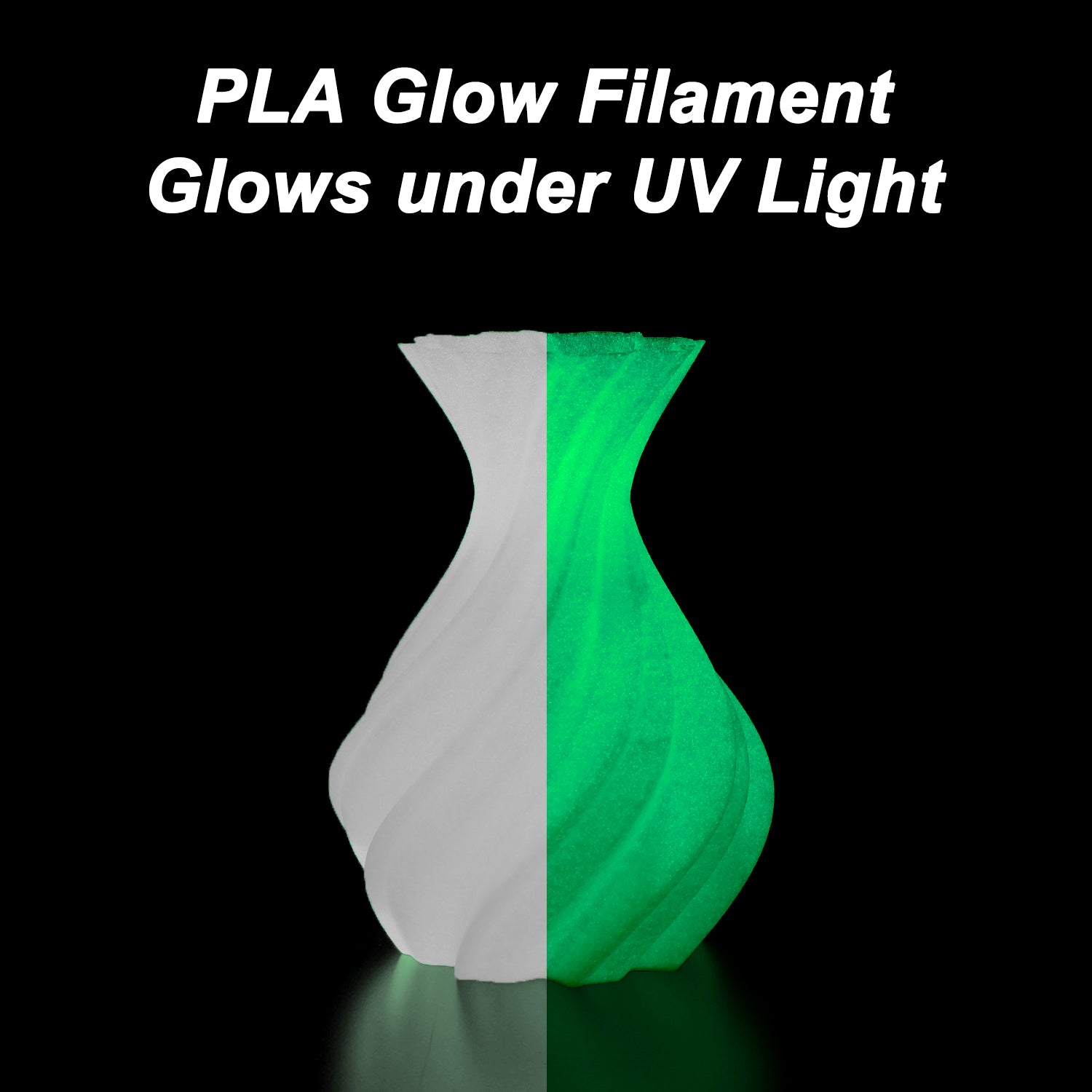 Glow in the Dark Filament PLA Force, Glow Green 3D Printer Filament Glow in Dark, 1.75mm 1KG Spool (2.2 lbs)
