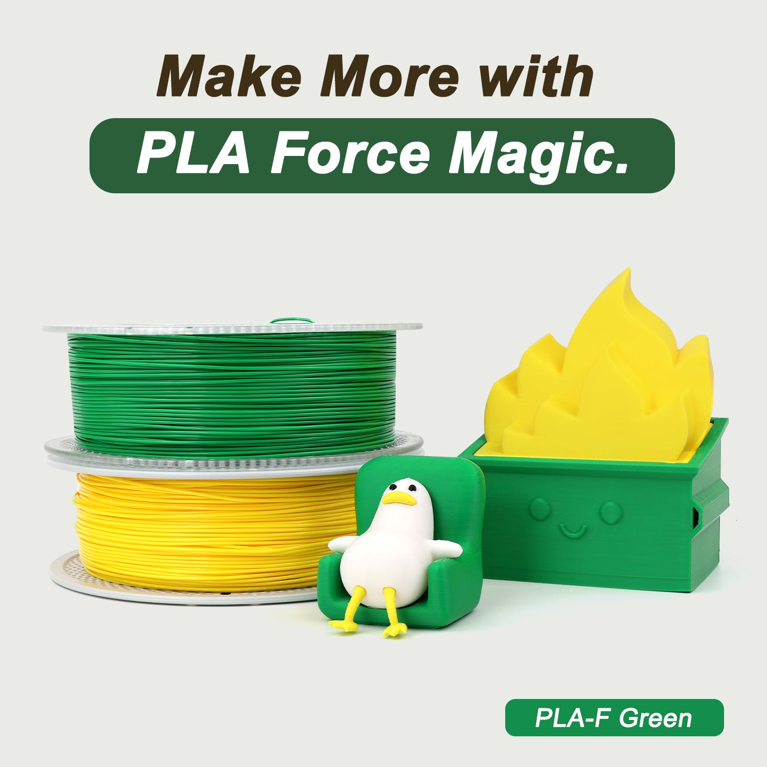 Green PLA Force Filament, 3D Printing Filament 1.75mm, Toughness PLA Filament 1KG(2.2LBS)