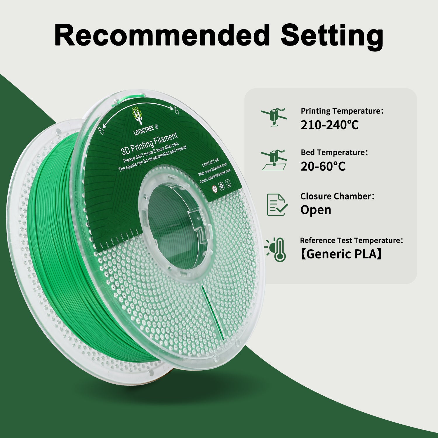 Green PLA Force Filament, 3D Printing Filament 1.75mm, Toughness PLA Filament 1KG(2.2LBS)