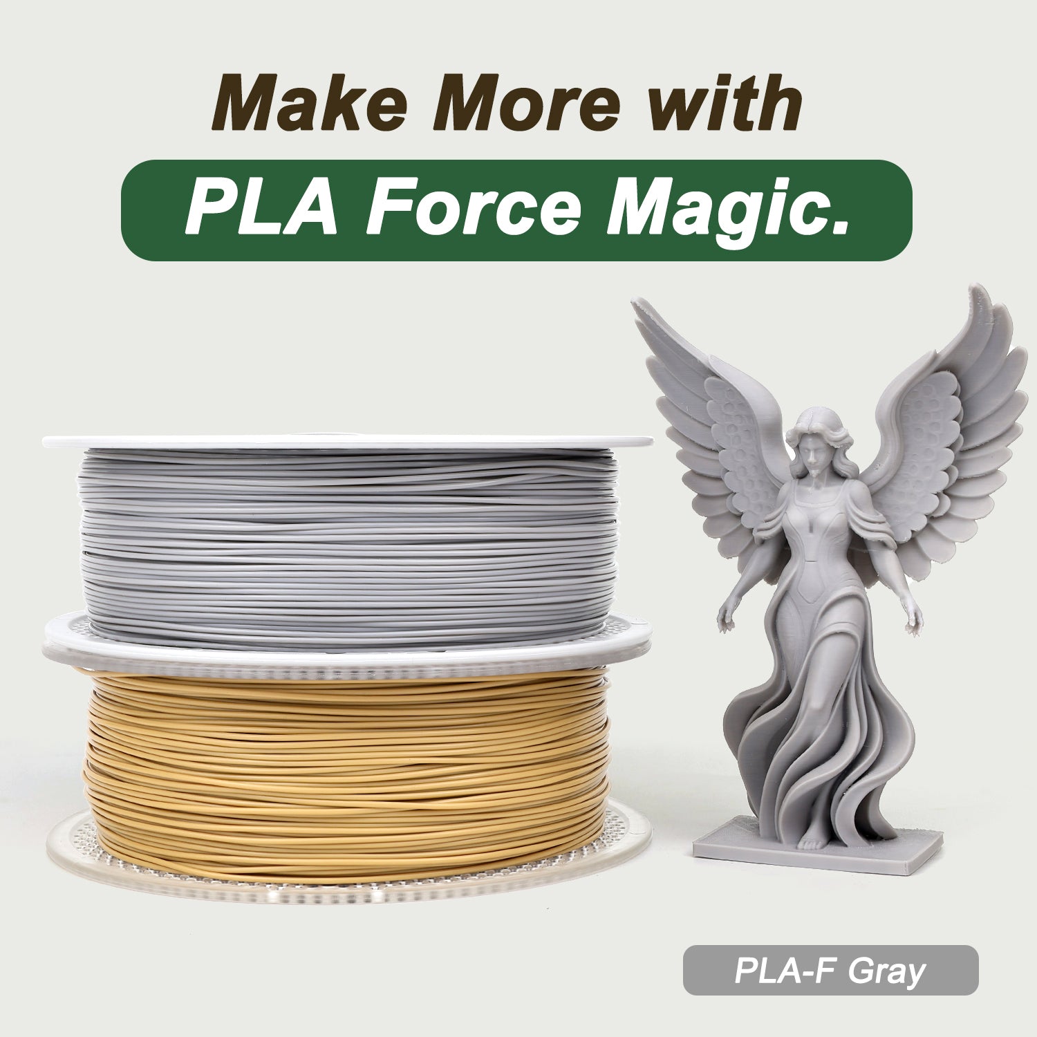 Grey PLA Force Filament, PLA 3D Printer Filament 1.75mm, Neatly Wound PLA Filament 1KG(2.2LBS)