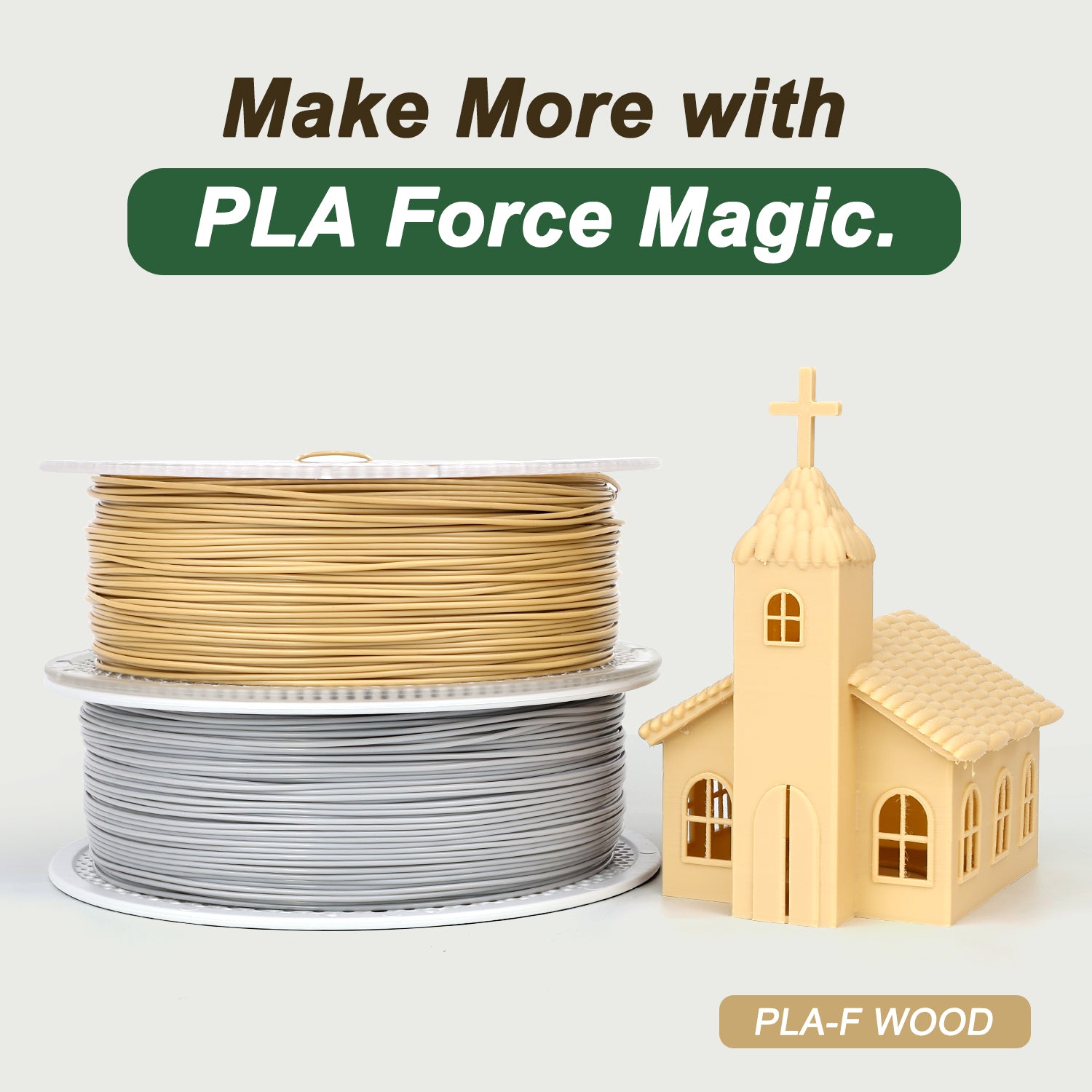 PLA Force Filament Wood, PLA 3D Printer Filament 1.75mm, Toughness PLA Filament 1KG(2.2LBS)