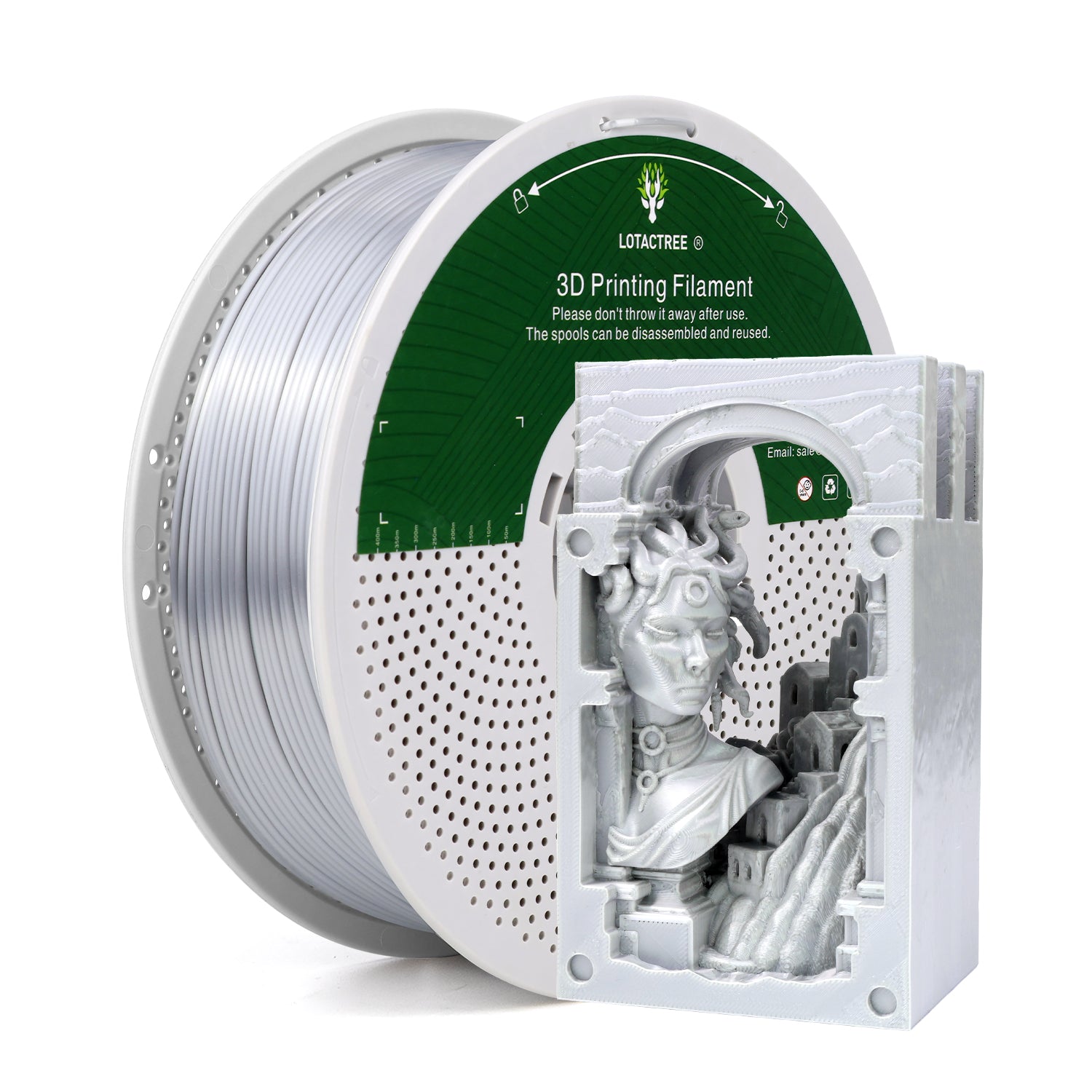 PLA Silk Silver Filament, Metallic Silver PLA Filament 1.75mm, Silky Silver Filament 1KG(2.2lbs)
