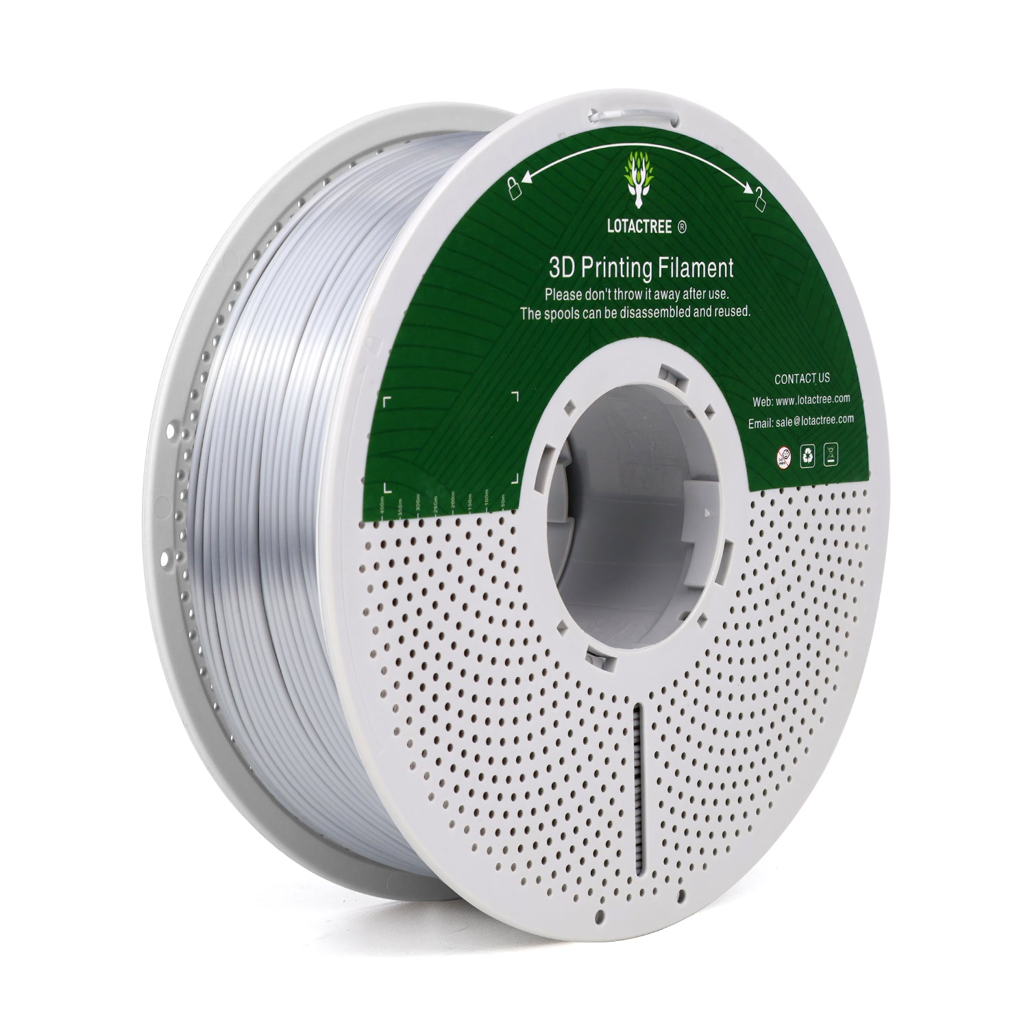 PLA Silk Silver Filament, Metallic Silver PLA Filament 1.75mm, Silky Silver Filament 1KG(2.2lbs)