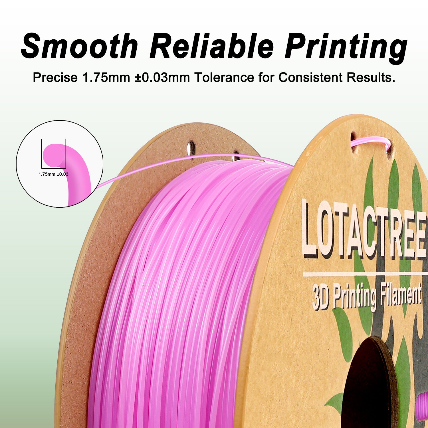 Pink Translucent PLA Filament, 3D Printer Filament 1.75mm, 1KG Spool (2.2 lbs)