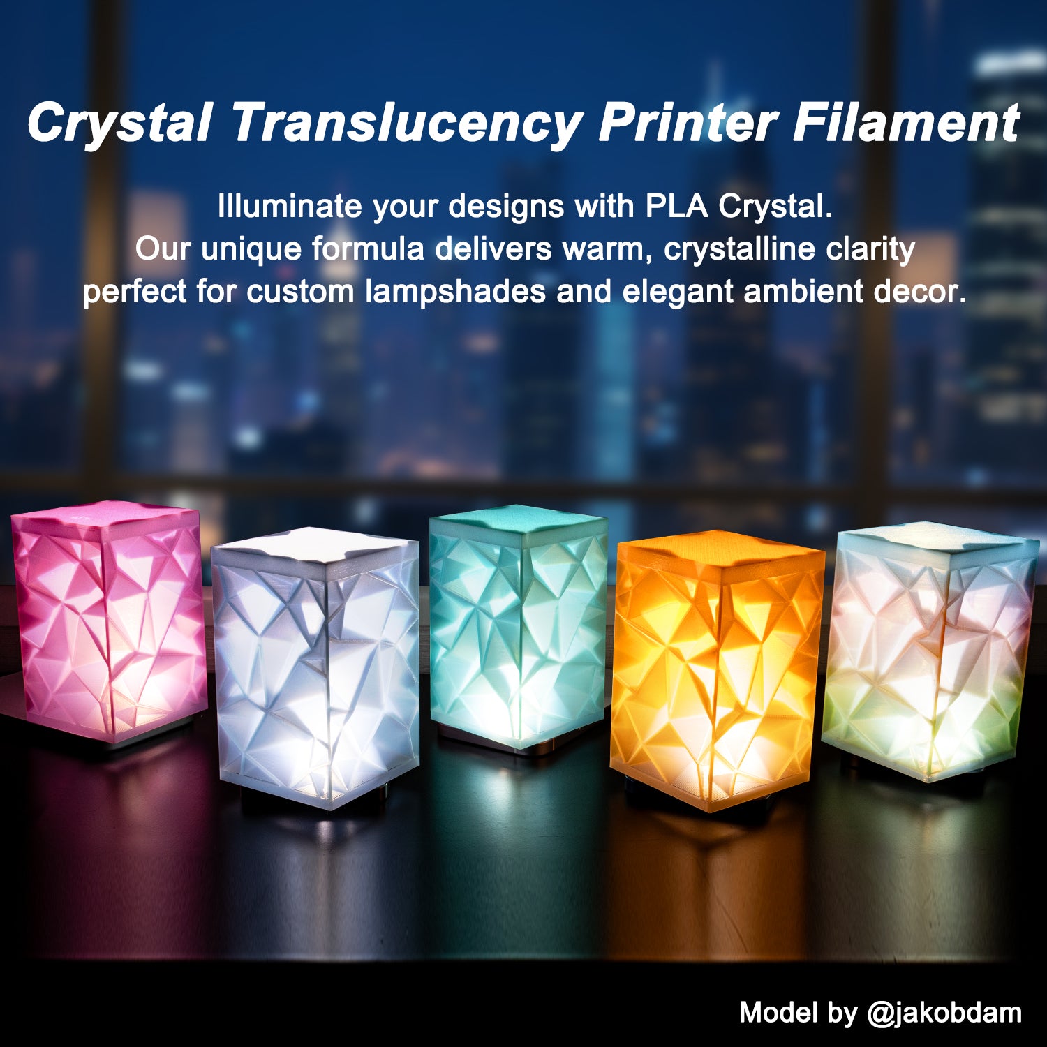 Translucent PLA Filament, PLA Crystal Gradient Filament, Light Transmission, 3D Printer Filamentm 1.75mm, 1KG Spool (2.2 lbs)