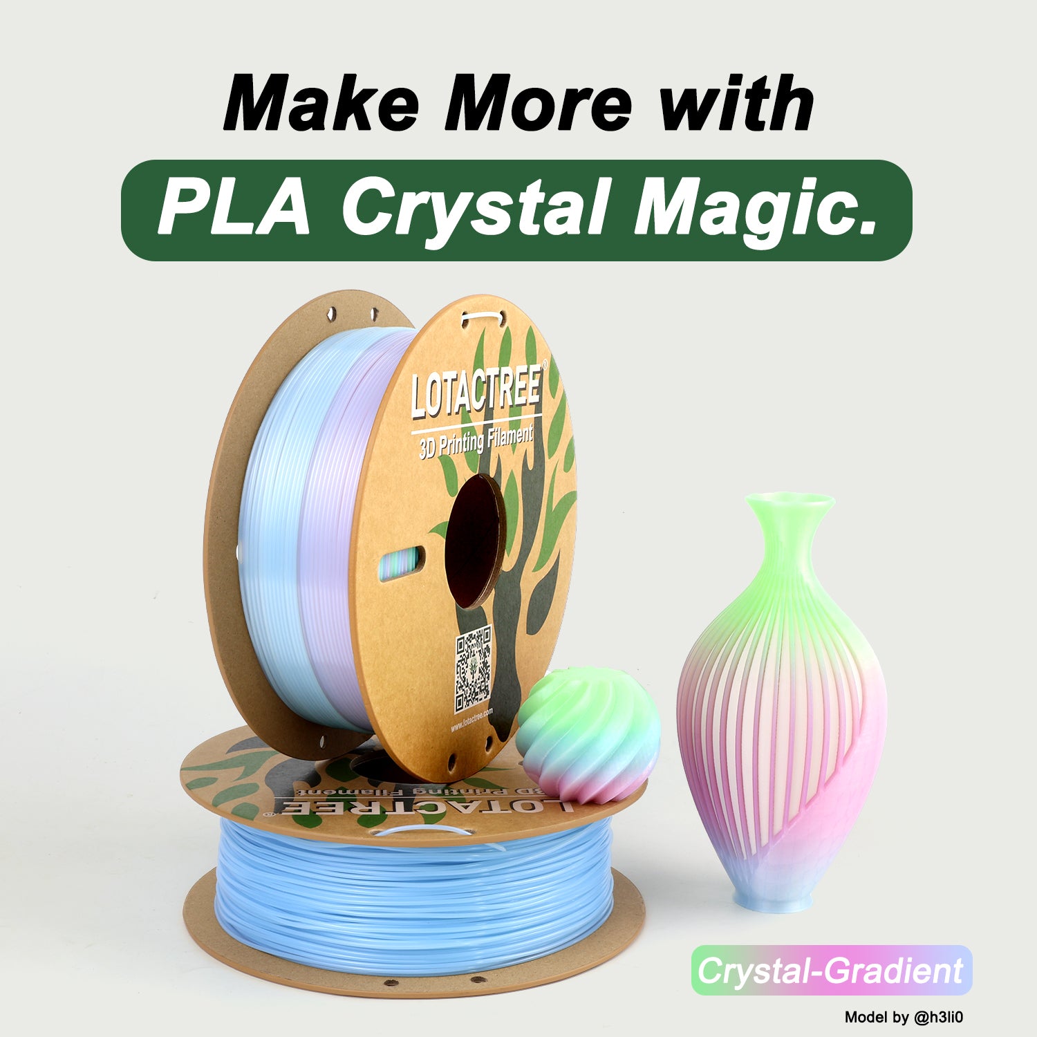 Translucent PLA Filament, PLA Crystal Gradient Filament, Light Transmission, 3D Printer Filamentm 1.75mm, 1KG Spool (2.2 lbs)
