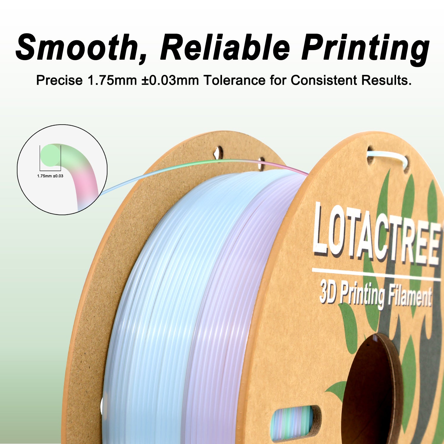 Translucent PLA Filament, PLA Crystal Gradient Filament, Light Transmission, 3D Printer Filamentm 1.75mm, 1KG Spool (2.2 lbs)
