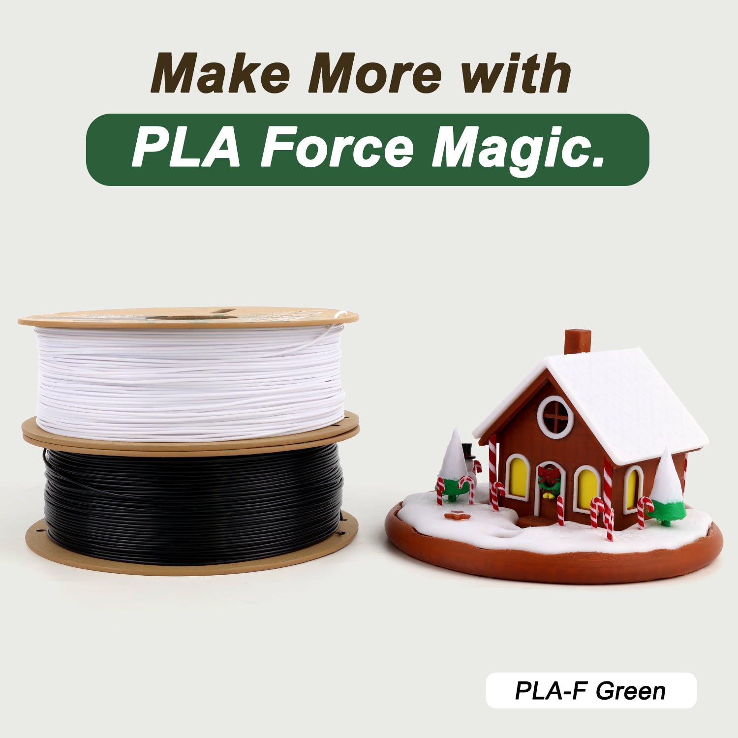 White PLA Force Filament, 3D Printer Filament 1.75mm, PLA Filament White Vacuum Package 1KG(2.2LBS)