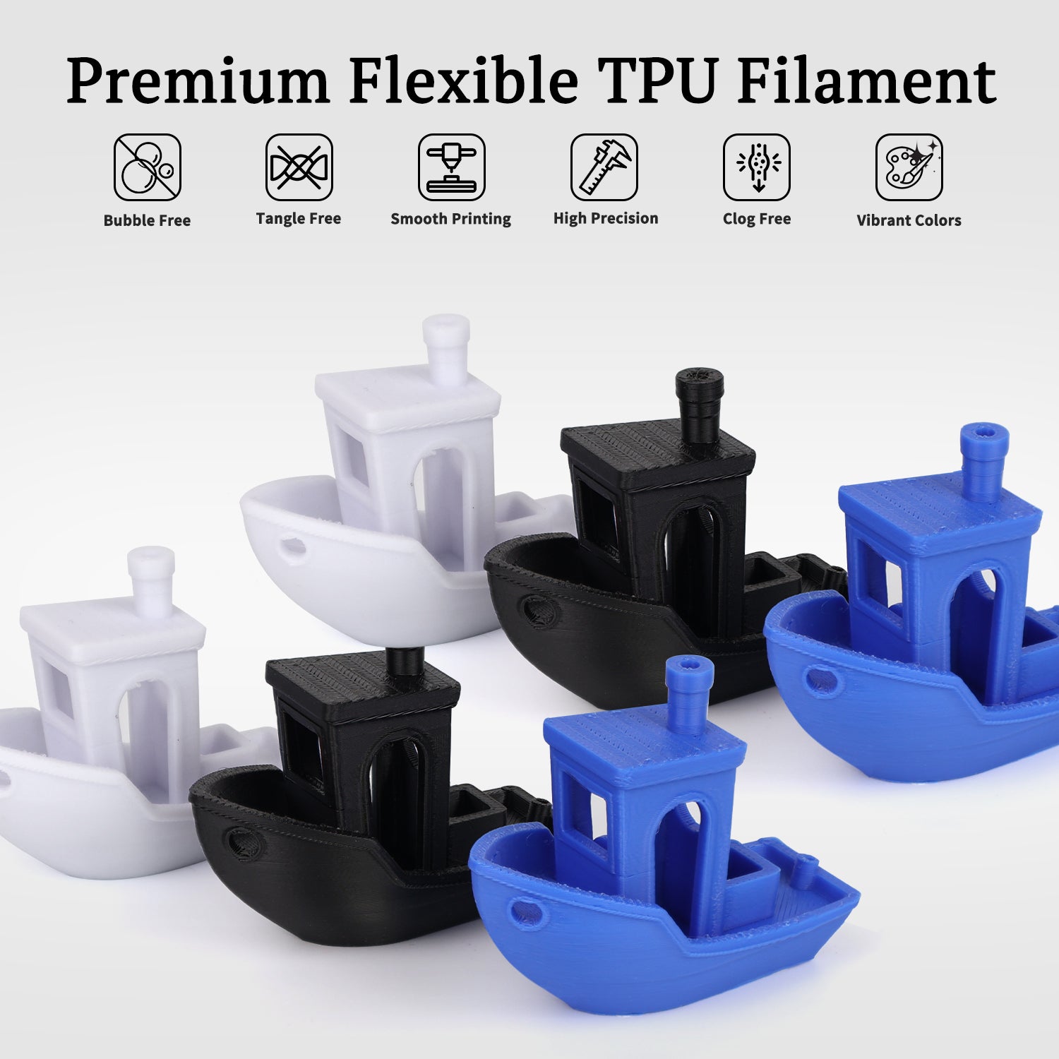White TPU Filament 1.75mm, 95A Rubber-Like 3D Printer Filament, Flexible TPU Filament Accuracy +/-0.03mm