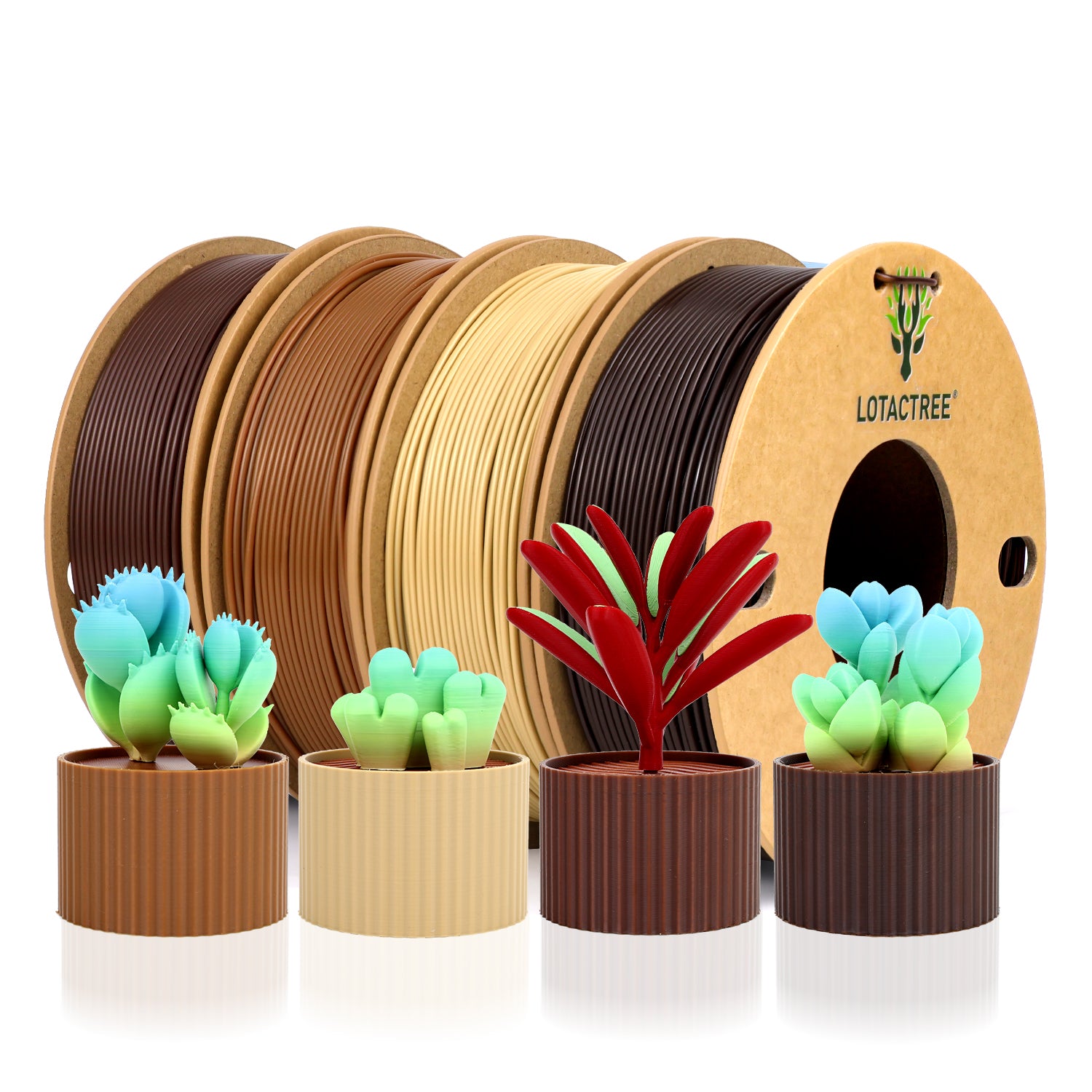 Wood PLA Force 3D Filament Lotactree 4-Color Set, 250g x4