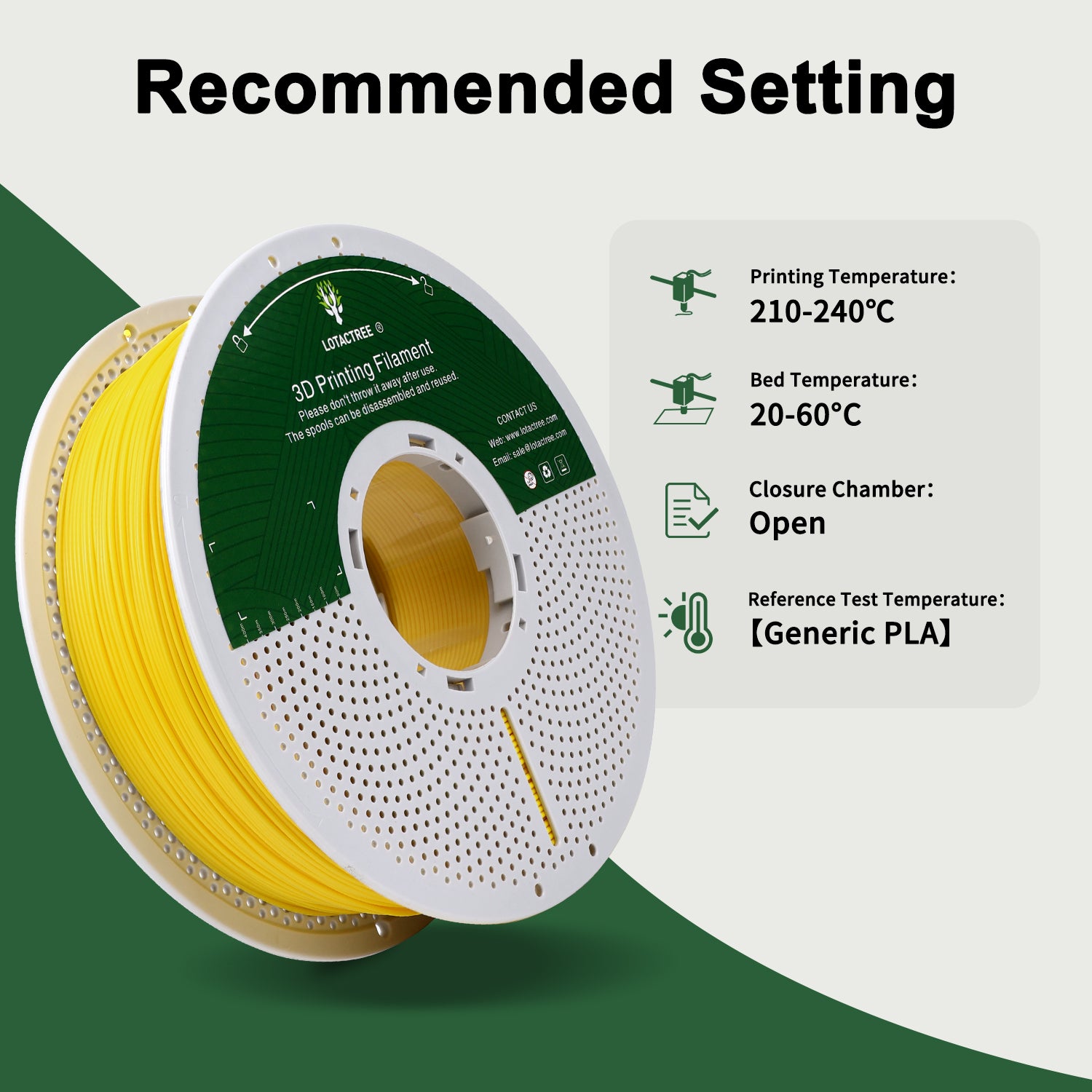 Yellow PLA Force Filament, 3D Printer Filament 1.75mm, Fits Most FDM 3D Printers 1KG(2.2LBS)