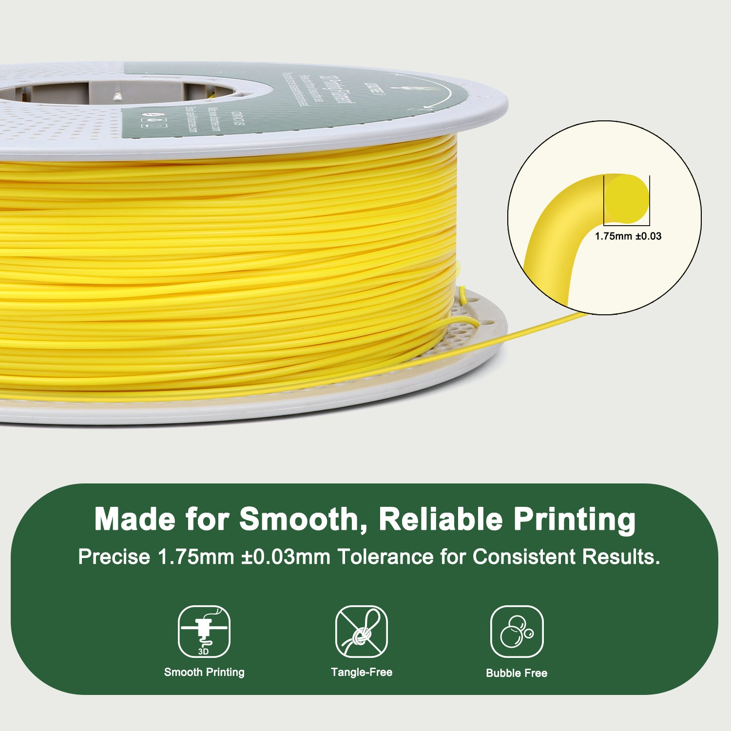 Yellow PLA Force Filament, 3D Printer Filament 1.75mm, Fits Most FDM 3D Printers 1KG(2.2LBS)