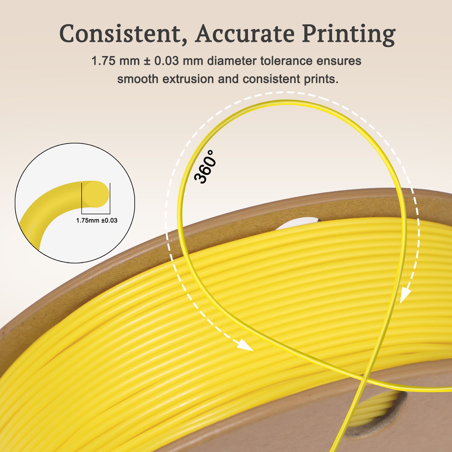 Yellow TPU Filament 1.75mm 250g (0.55lb), 95A Flexible Filament, Rubber-Like 3D Printer Filament, High Elasticity TPU Filament, +/-0.03mm Accuracy
